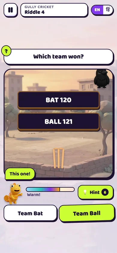 Gully Cricket riddle: which team won, with Fib pointing at an answer